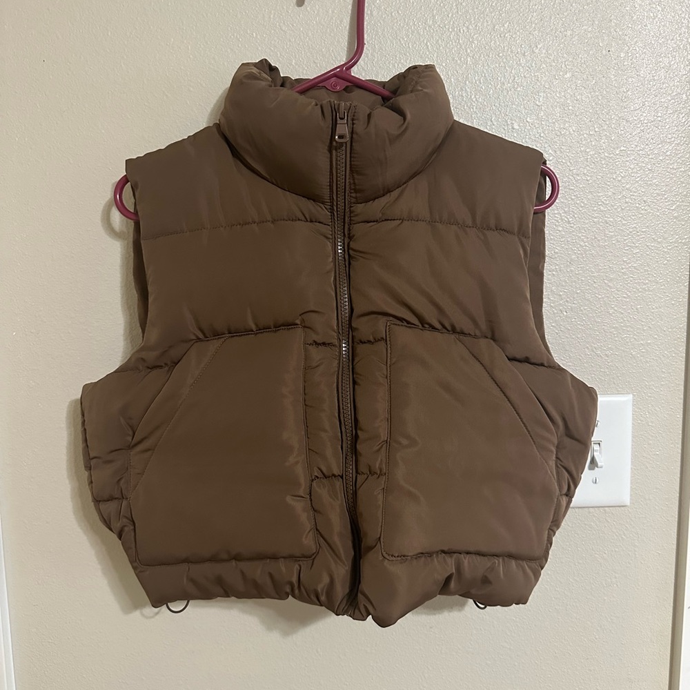 Brown puffer vest